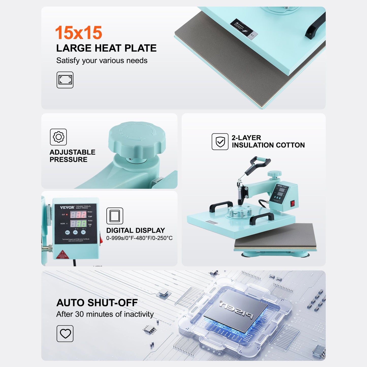 Heat Press Machine 15x15 i 5 i 1 med 30oz Tumbler Press T-shirts Grön