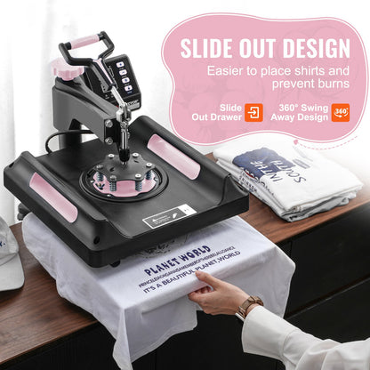 8-in-1-Hitzepresse, 15 x 15 Zoll, 30 oz, Tumbler-Presse, T-Shirts, Schwarz