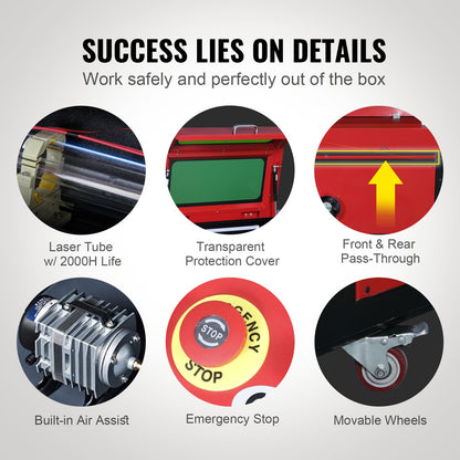 50W CO2 Lasergravör Gravyr Carving Print Machine 300x500 mm Arbetsbädd