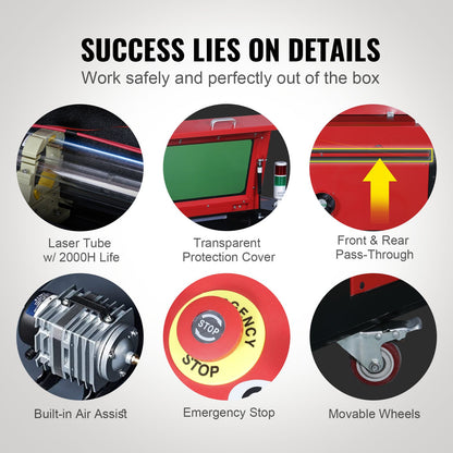 60W CO2 Lasergravör Gravyr Carving Print Machine 400x600 mm Arbetsbädd