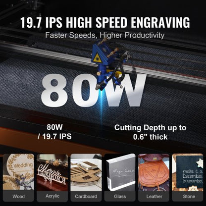 80W CO2-lasergravör, gravyr, snidning, tryckmaskin, 500x700 mm arbetsbädd |  EU