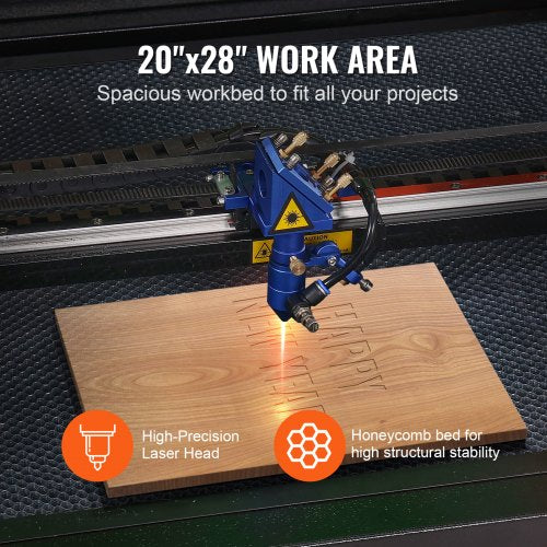 80W CO2-lasergravör, gravyr, snidning, tryckmaskin, 500x700 mm arbetsbädd |  EU