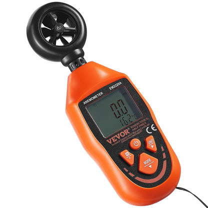 Handhållen anemometer, 14℉-113℉, Digital vindhastighetsmätare med LED-bakgrundsbelysningsskärm, Mäter vindhastighet Vindtemperatur Luftflöde Vindavkylning, för segling Surfing Drone Flygande HVAC