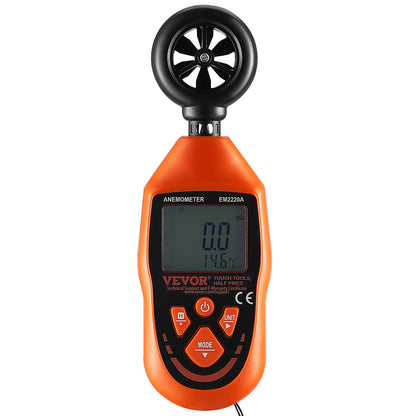 Handhållen anemometer, 14℉-113℉, Digital vindhastighetsmätare med LED-bakgrundsbelysningsskärm, Mäter vindhastighet Vindtemperatur Luftflöde Vindavkylning, för segling Surfing Drone Flygande HVAC