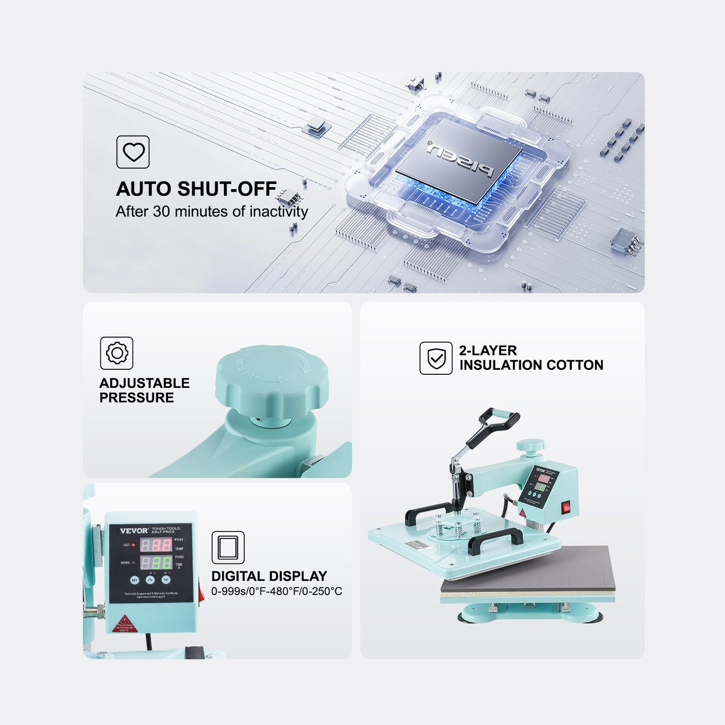 Heat Press Machine 12x15 i 2 i 1 Värmeöverföringsmaskin för T-Shirts Hattar