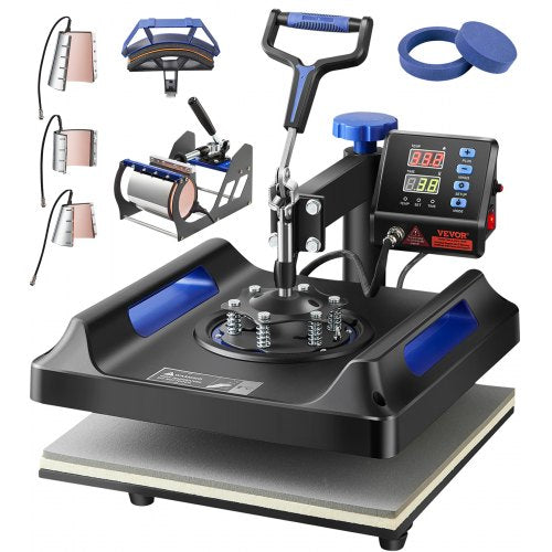 Heat Press Machine 8 in 1 Combo, Heat Press 15x15 in, Swing Away T Shirt Printing Machine Digital Control, Multifunction Transfer Machine Sublimation, for T-Shirt Hat Cap Mug Plate, Blue
