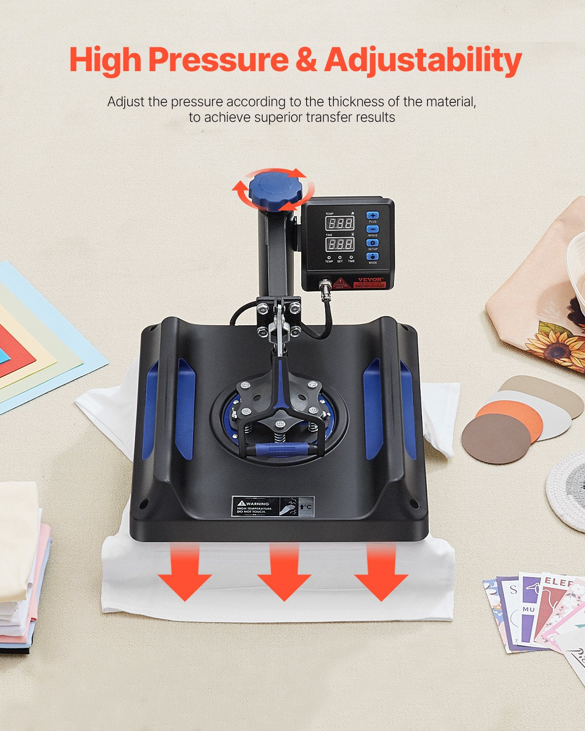 Heat Press Machine 8 in 1 Combo, Heat Press 15x15 in, Swing Away T Shirt Printing Machine Digital Control, Multifunction Transfer Machine Sublimation, for T-Shirt Hat Cap Mug Plate, Blue