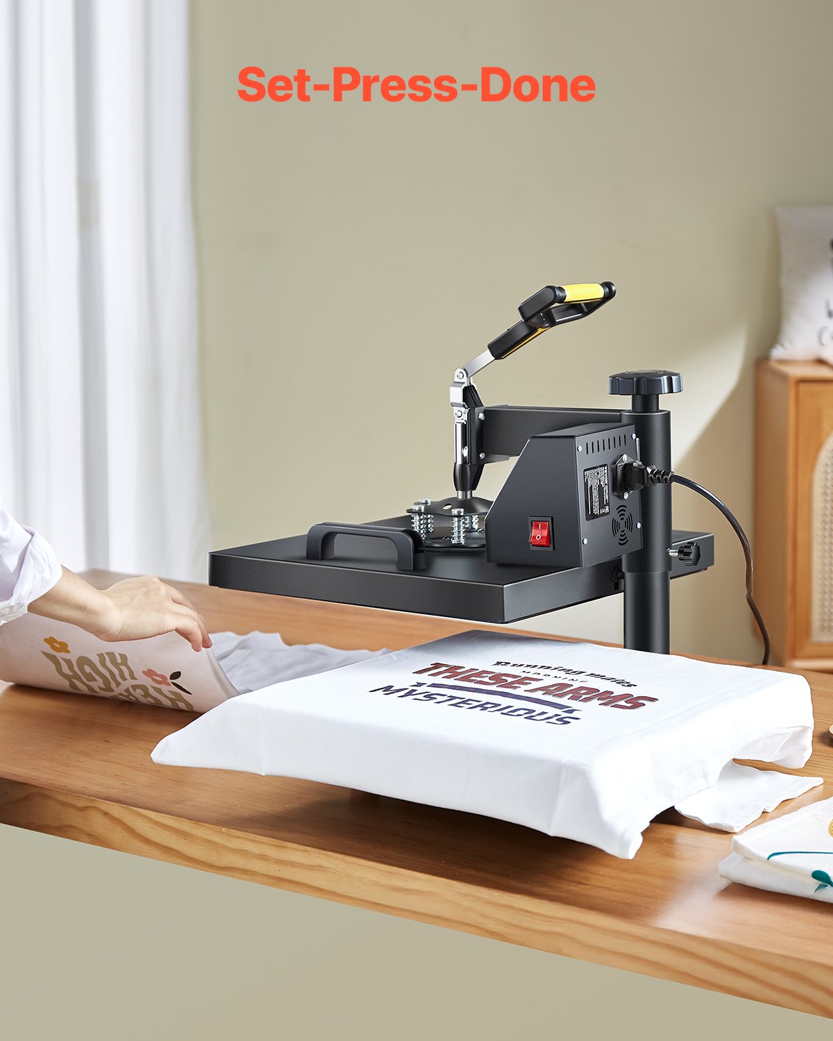 Heat Press Machine, 15 x 15 inch, 2 in 1 Heat Transfer Machine with Hat Press, 360° Swing Away T-Shirt Pressing, Digital Precise Control, Fast Even Heating for T-Shirts/Hats/Caps, Black