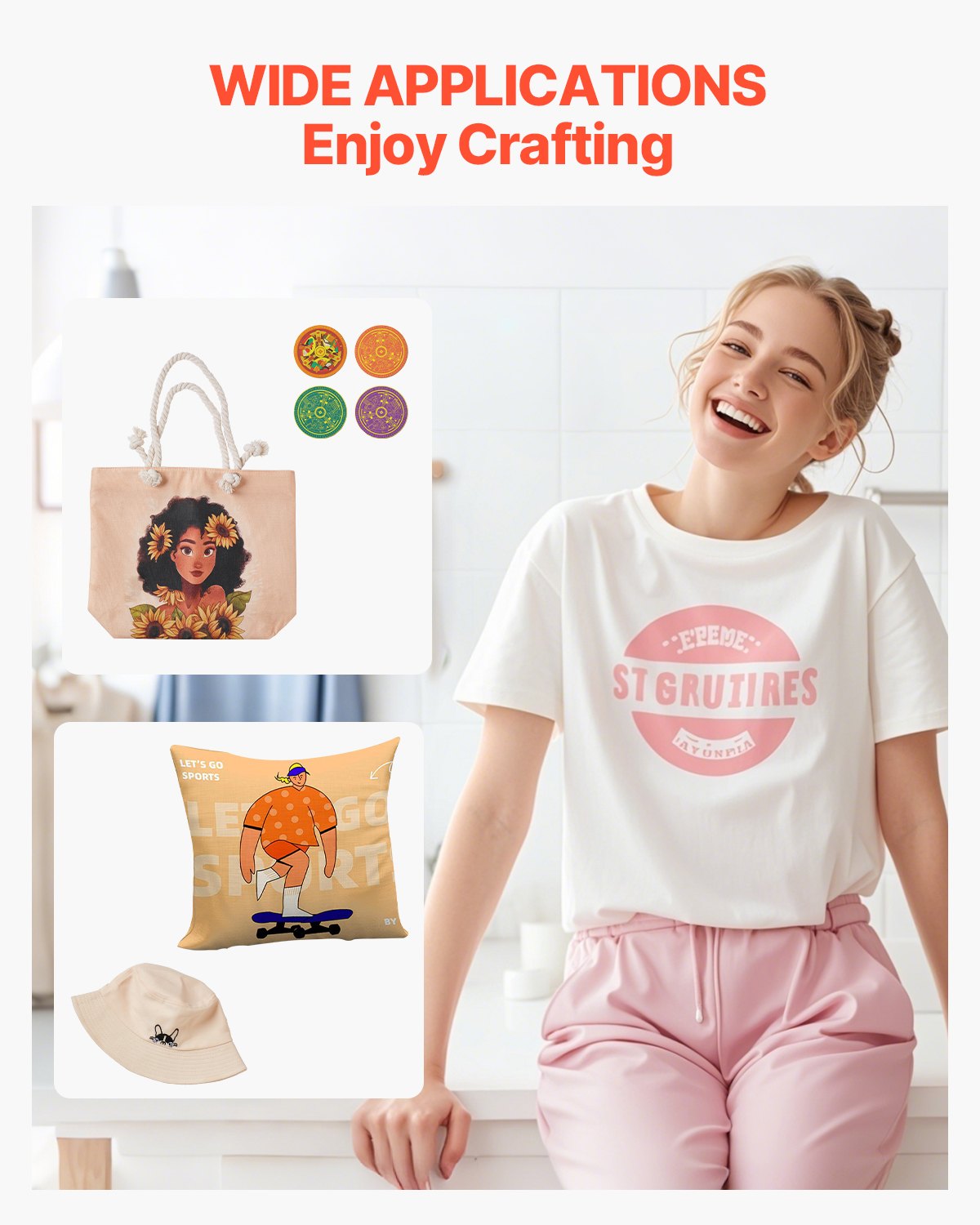 Heat Press Machine, 15 x 15 inch, 2 in 1 Heat Transfer Machine with Hat Press, 360° Swing Away T-Shirt Pressing, Digital Precise Control, Fast Even Heating for T-Shirts/Hats/Caps, Black