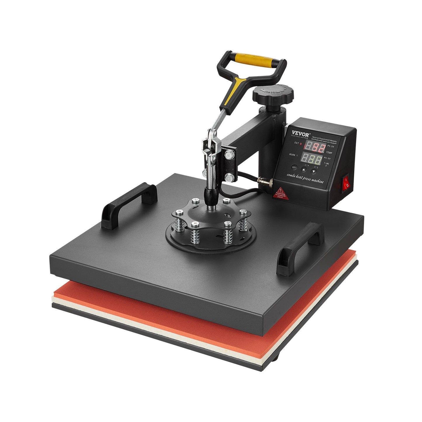 Heat Press Machine, 15 x 15 inch, 2 in 1 Heat Transfer Machine with Hat Press, 360° Swing Away T-Shirt Pressing, Digital Precise Control, Fast Even Heating for T-Shirts/Hats/Caps, Black