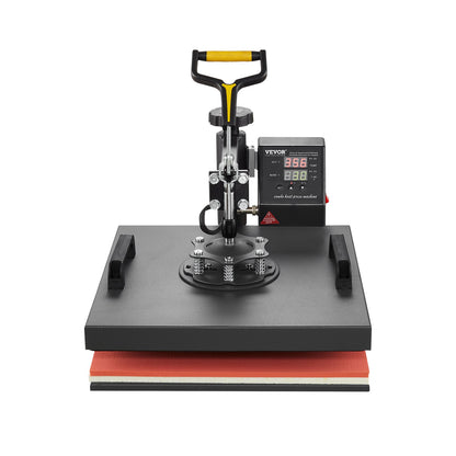 Heat Press Machine, 15 x 15 inch, 2 in 1 Heat Transfer Machine with Hat Press, 360° Swing Away T-Shirt Pressing, Digital Precise Control, Fast Even Heating for T-Shirts/Hats/Caps, Black