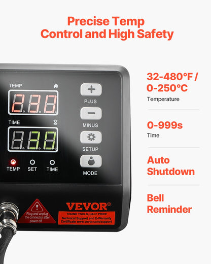 Heat Press Machine 8 in 1 Combo, Heat Press 15x15 in, Swing Away T Shirt Printing Machine Digital Control, Multifunction Transfer Machine Sublimation, for T-Shirt Hat Cap Mug Plate, Black