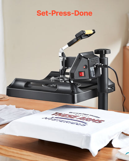 Heat Press Machine 8 in 1 Combo, Heat Press 15x15 in, Swing Away T Shirt Printing Machine Digital Control, Multifunction Transfer Machine Sublimation, for T-Shirt Hat Cap Mug Plate, Black