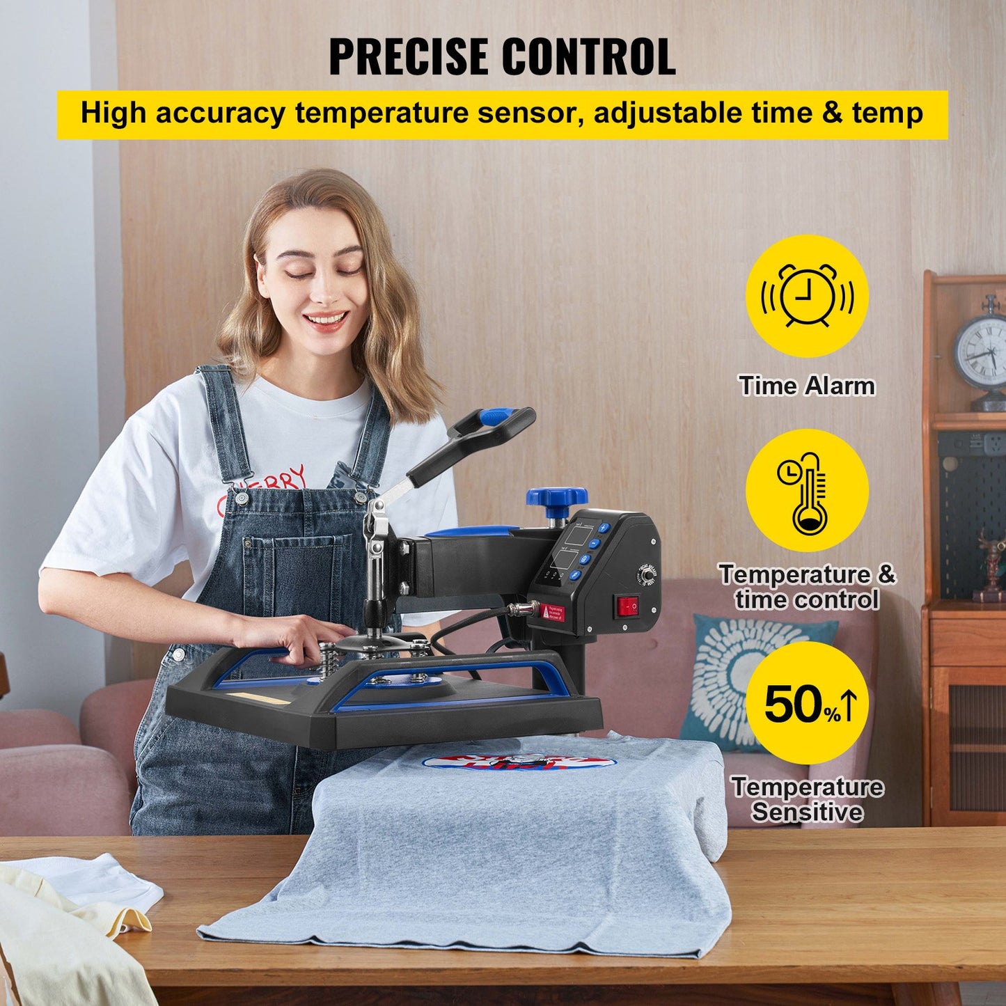 Heat Press Machine, 12 x 15 Inches, Fast Heating, 360 Swing Away Digital Sublimation T-Shirt Vinyl Transfer Printer with Anti-Scald Surface, Canvas Bag, Pillow, Banner, ETL Listed, Blue