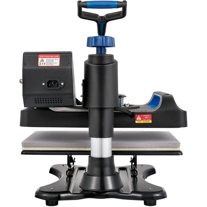 Heat Press Machine, 12 x 15 tum, snabb uppvärmning, 360 Swing Away Digital Sublimation T-Shirt Vinyl Transfer Printer, Canvas Bag, Kudde, Banner, Blå