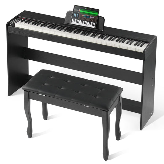 88-key Fully weighted digital piano Dual keyboard mode Cabinet mount Bench
