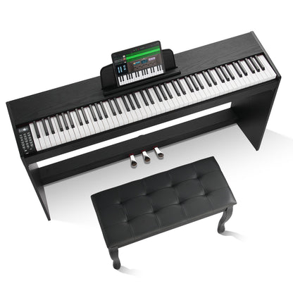 88-key Fully weighted digital piano Dual keyboard mode Cabinet mount Bench