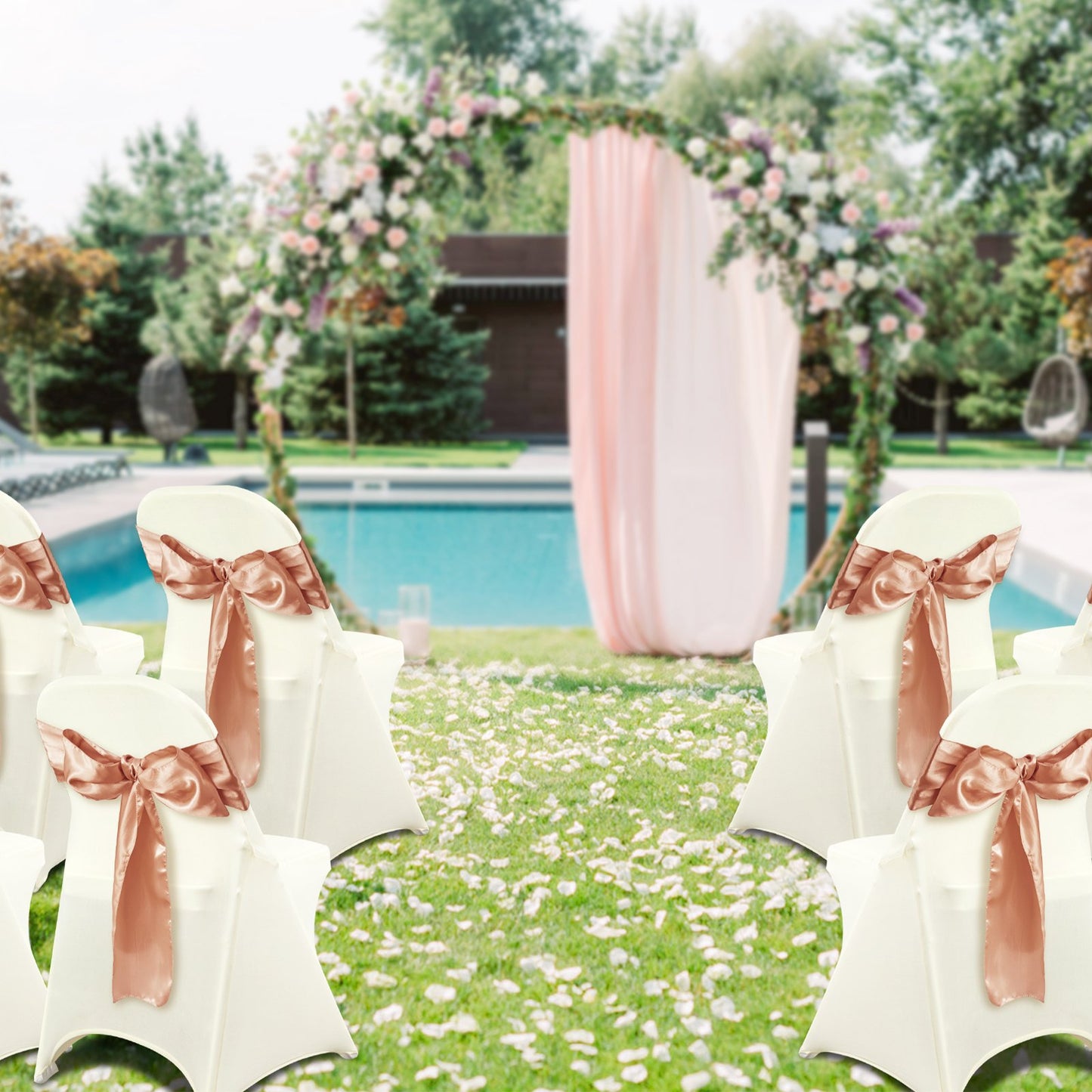 Stretch Spandex Folding Chair Covers, Universal Fitted Chair Cover, Removable Washable Protective Slipcovers, for Wedding, Holiday, Banquet, Party, Celebration, Dining (50PCS Ivory White)