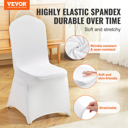 Stretch Spandex Folding Chair Covers, Universal Fitted Chair Cover, Removable Washable Protective Slipcovers, for Wedding, Holiday, Banquet, Party, Celebration, Dining (12PCS White)