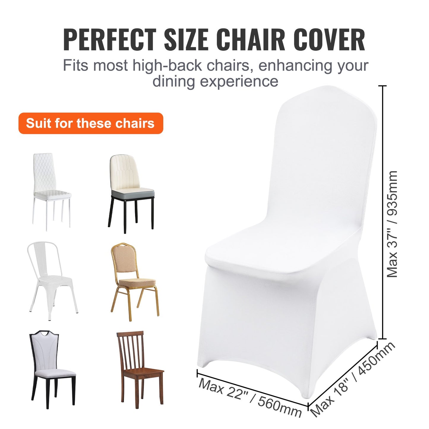 200PCS White Stretch Spandex Folding Chair Covers, Universally Fitted Chair Covers, Removable Washable Protective Covers, for Wedding, Holiday, Banquet, Party, Celebration
