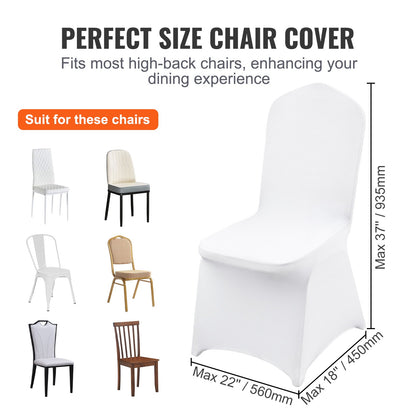 200PCS White Stretch Spandex Folding Chair Covers, Universally Fitted Chair Covers, Removable Washable Protective Covers, for Wedding, Holiday, Banquet, Party, Celebration