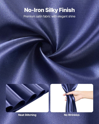Satin Chair Sashes Bows, 50PCS Chair Ribbon Ties Back Sash, 7 x 108 inch, Navy Blue Wedding Reception Decoration, for Wedding Ceremony Baby Shower Party Events Banquet Chair Cover Decoration