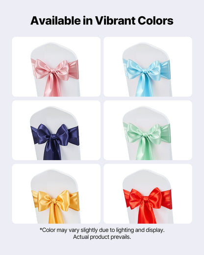 Satin Chair Sashes Bows, 50PCS Chair Ribbon Ties Back Sash, 7 x 108 inch, Navy Blue Wedding Reception Decoration, for Wedding Ceremony Baby Shower Party Events Banquet Chair Cover Decoration