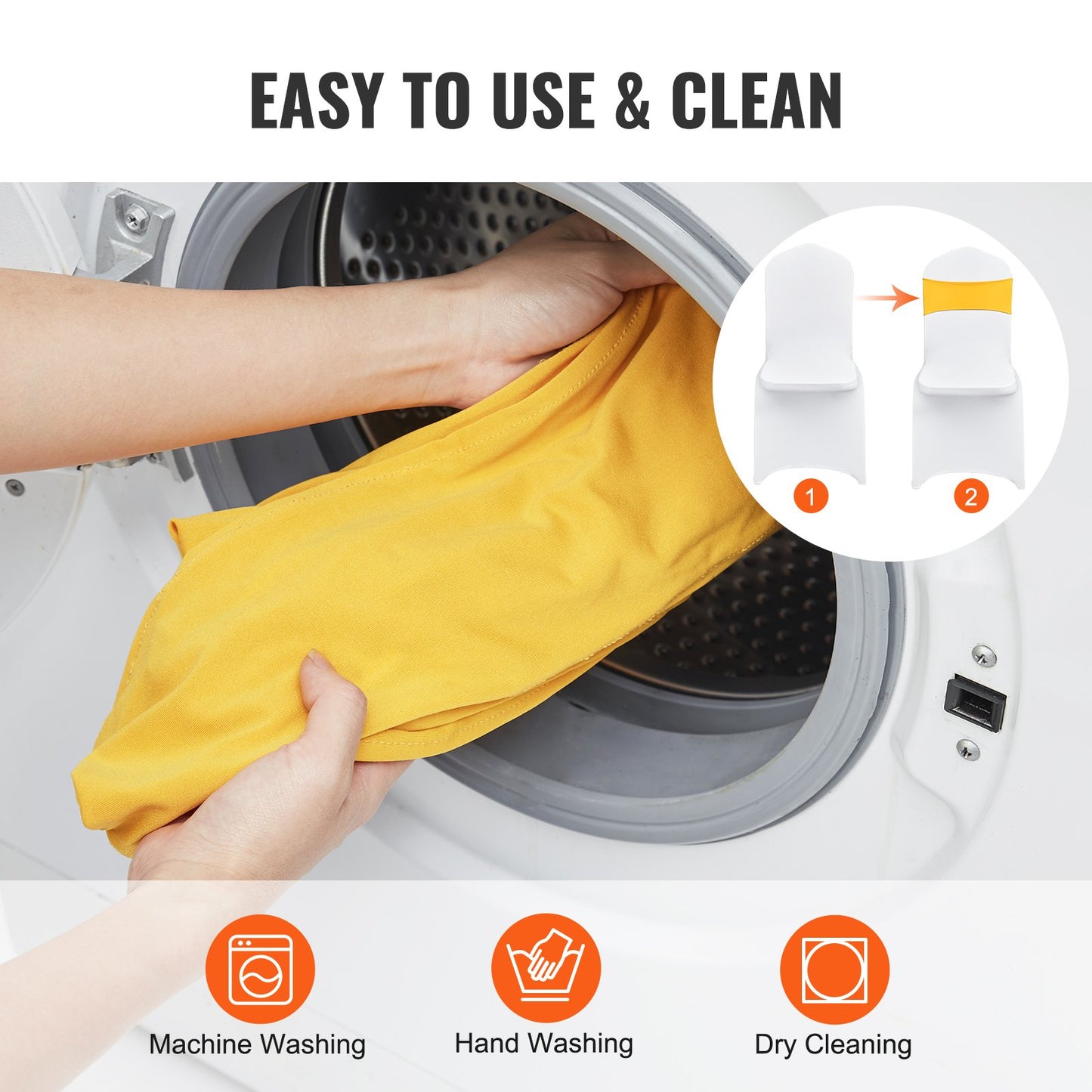 50 ST Gyllene Gul Stretch Spandex Stolsbågar, Stol Slipcover och Stretch Stolsbåge med Runt Spänne, Elastiska Stolsband, Passande Bröllop, Semester, Bankett, Feststolsdekoration