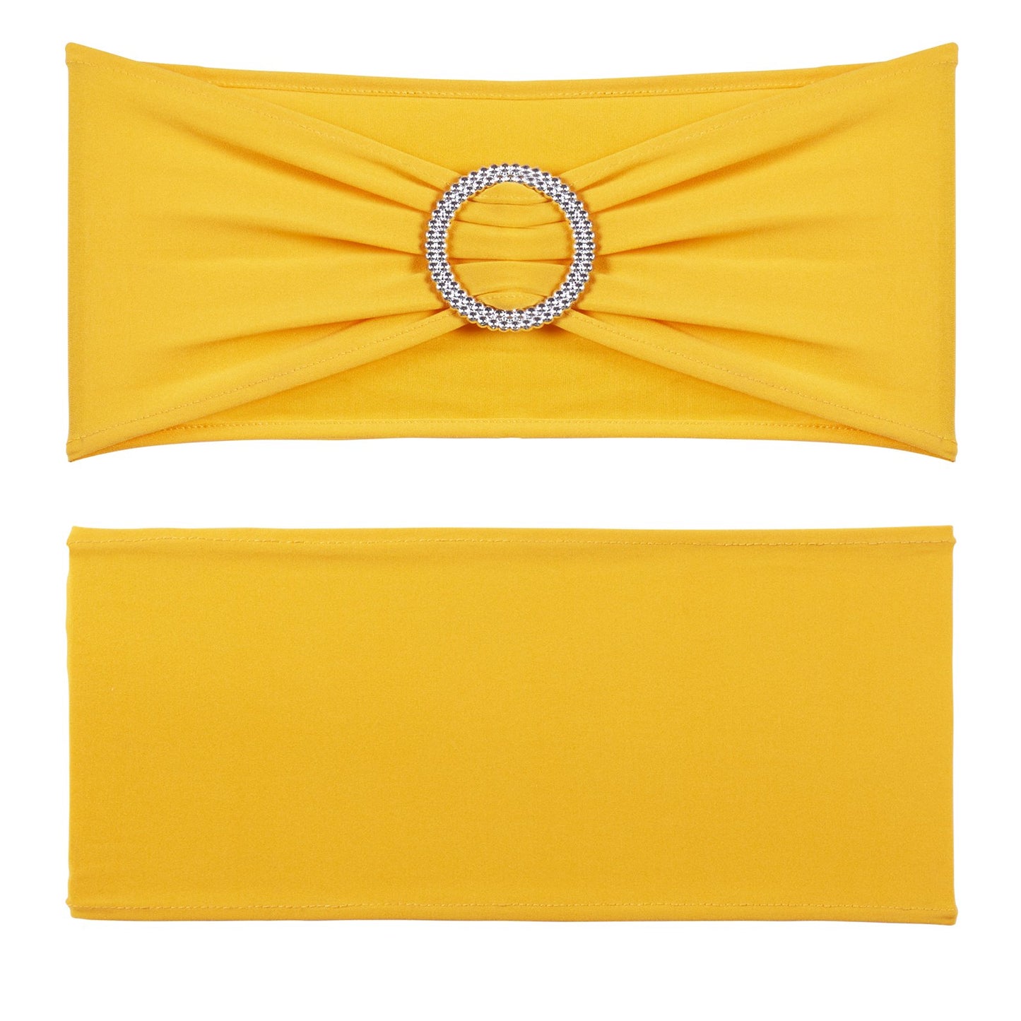 50 ST Gyllene Gul Stretch Spandex Stolsbågar, Stol Slipcover och Stretch Stolsbåge med Runt Spänne, Elastiska Stolsband, Passande Bröllop, Semester, Bankett, Feststolsdekoration