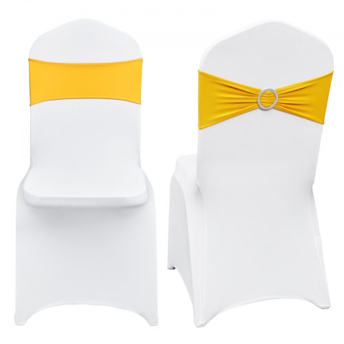 Stretch Spandex Folding Chair Covers, Universal Fitted Chair Cover with Chair Sashes, Removable Washable Protective Slipcovers, for Wedding, Holiday, Banquet, Party, Dining (30 Set Gold & White)