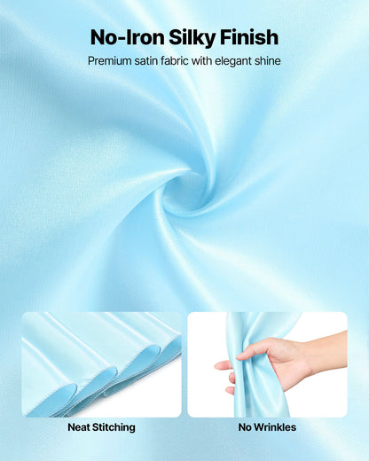 Satin Chair Sashes Bows, 100PCS Chair Ribbon Ties Back Sash, 7 x 108 inch, Light Blue Wedding Reception Decoration, for Wedding Ceremony Baby Shower Party Events Banquet Chair Cover Decoration