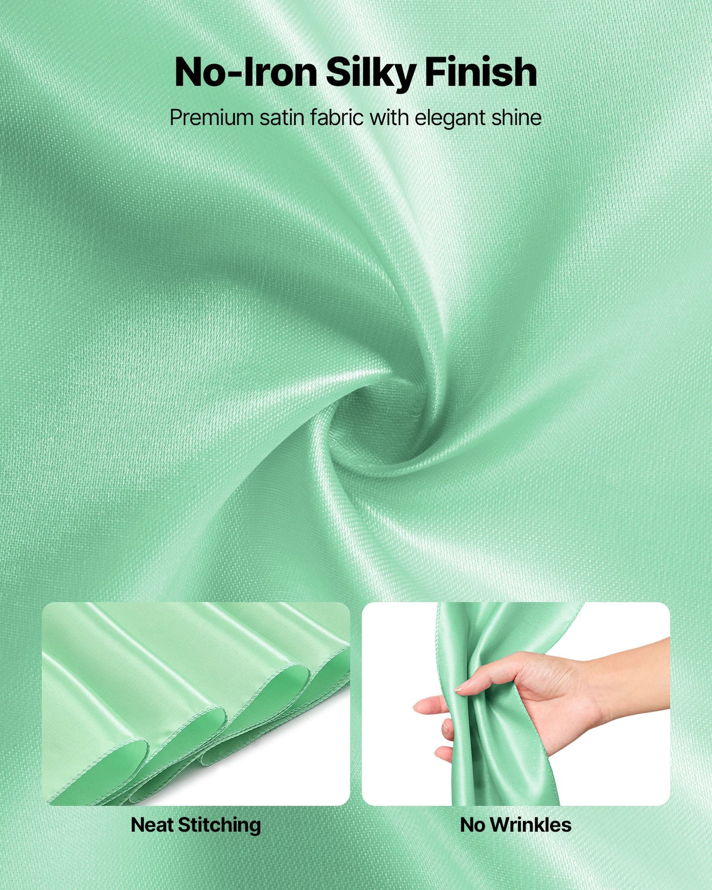 Satin Chair Sashes Bows, 100PCS Chair Ribbon Ties Back Sash, 7 x 108 inch, Light Green Wedding Reception Decoration, for Wedding Ceremony Baby Shower Party Events Banquet Chair Cover Decoration