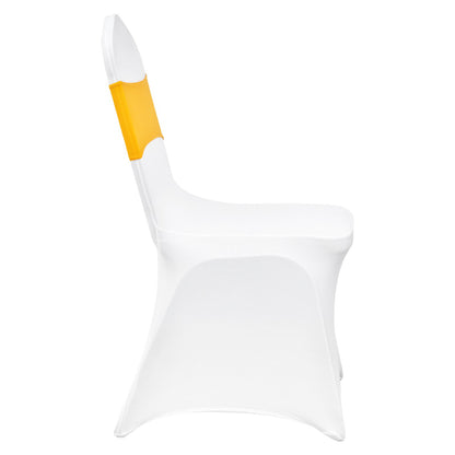Stretch Spandex Folding Chair Covers, Universal Fitted Chair Cover with Chair Sashes, Removable Washable Protective Slipcovers, for Wedding, Holiday, Banquet, Party, Dining (50 Set Gold & White)