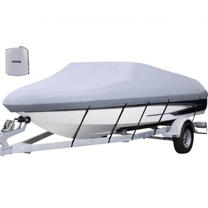 Waterproof Boat Cover, 16'-18.5' Trailerable Boat Cover, Beam Width up to 98" v Hull Cover Heavy Duty 600D Marine Grade Polyester Mooring Cover for Fits V-Hull Boat with 5 Tightening Straps