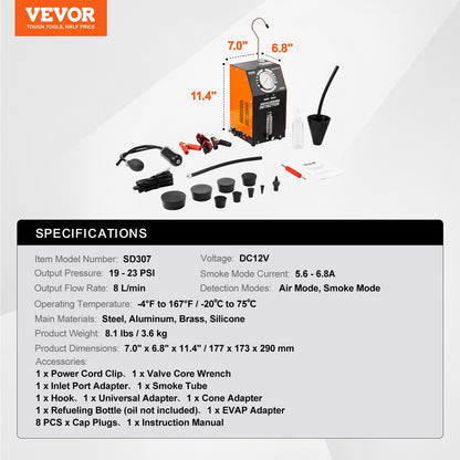 Automotive Smoke Machine Leak Detector EVAP Leak Tester Built-in Air Pump