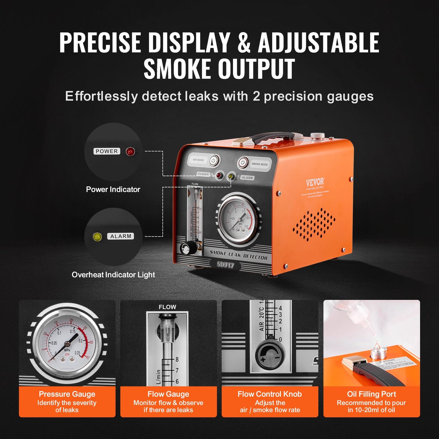 Automotive Smoke Machine Läckagedetektor Vakuum Bränsleläckagetestare