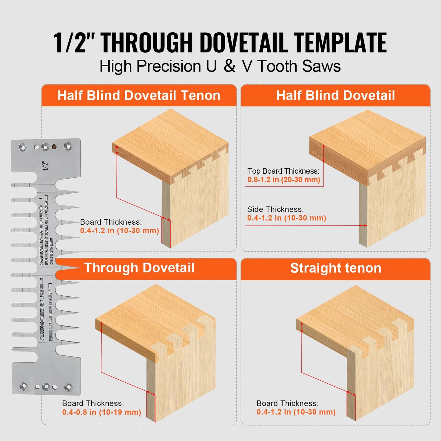 Dovetail Jig 12 Inches Precise Dove Tailing Router Jigs with 3 Templates