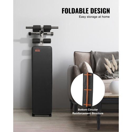 Sit Up-bänk, hopfällbar böjd, nedåtgående magbänk, med 5 justerbara höjdinställningar, kraftigt stål, halkfri design, 226 kg kapacitet för hemmagym, styrketräning, helkroppsmuskler |  EU