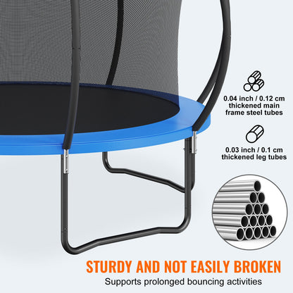 12FT Trampoline, 400 lbs Trampoline with Enclosure Net, Ladder, and Curved Pole, Heavy Duty Trampoline with Jumping Mat and Spring Cover Padding, Outdoor Recreational Trampolines for Kids Adults