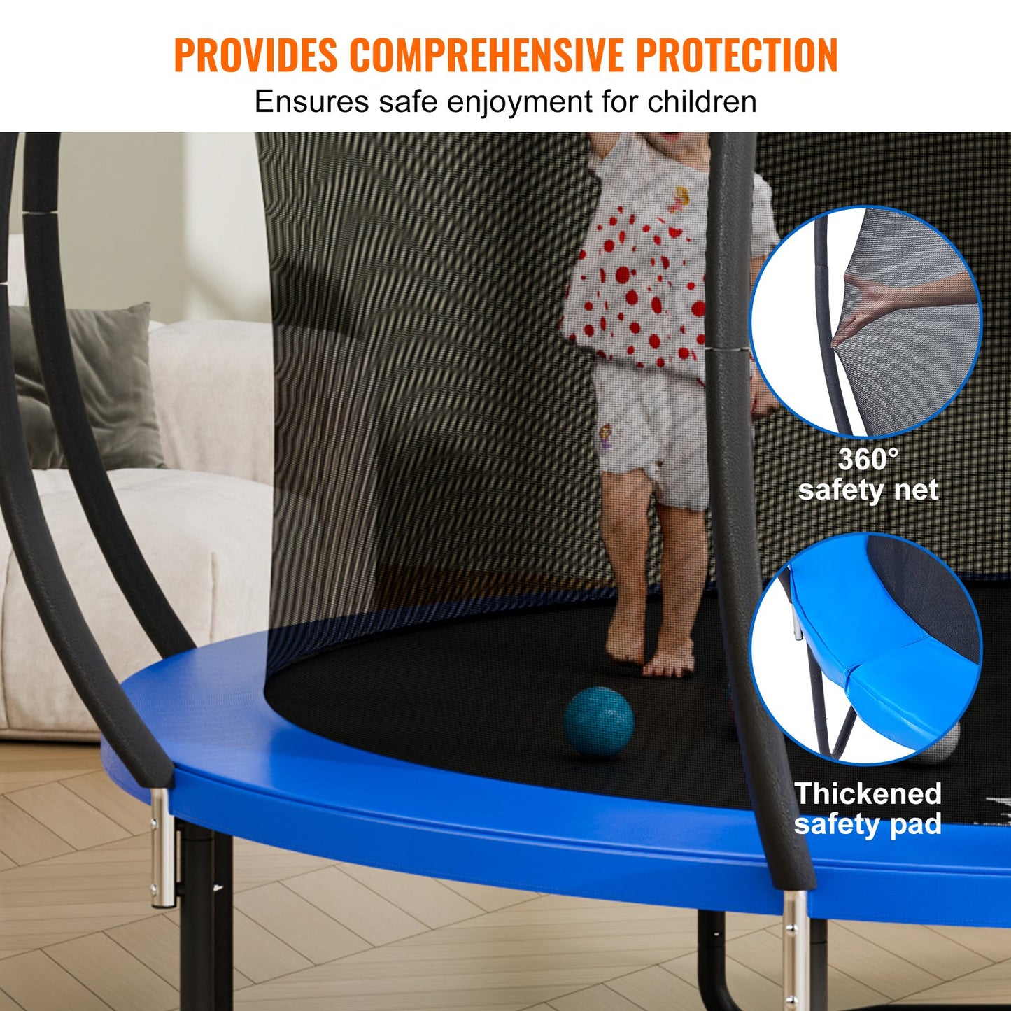 12FT Trampoline, 400 lbs Trampoline with Enclosure Net, Ladder, and Curved Pole, Heavy Duty Trampoline with Jumping Mat and Spring Cover Padding, Outdoor Recreational Trampolines for Kids Adults