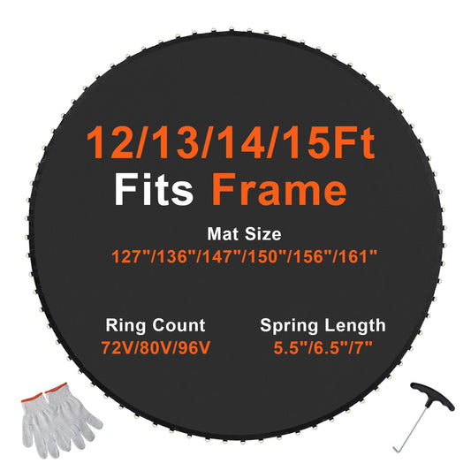 Replacement trampoline mat fits 13 foot frame 80 V-rings 7" spring length