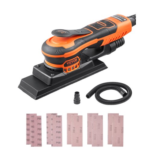 Sheet Sander, 3/8 Sheet 3A EC Brushless Sander, Max. 10000RPM Variable Speed Sheet Finishing Sander with 10PCS Sandpapers and Vacuum Cleaner Adapter for Woodworking
