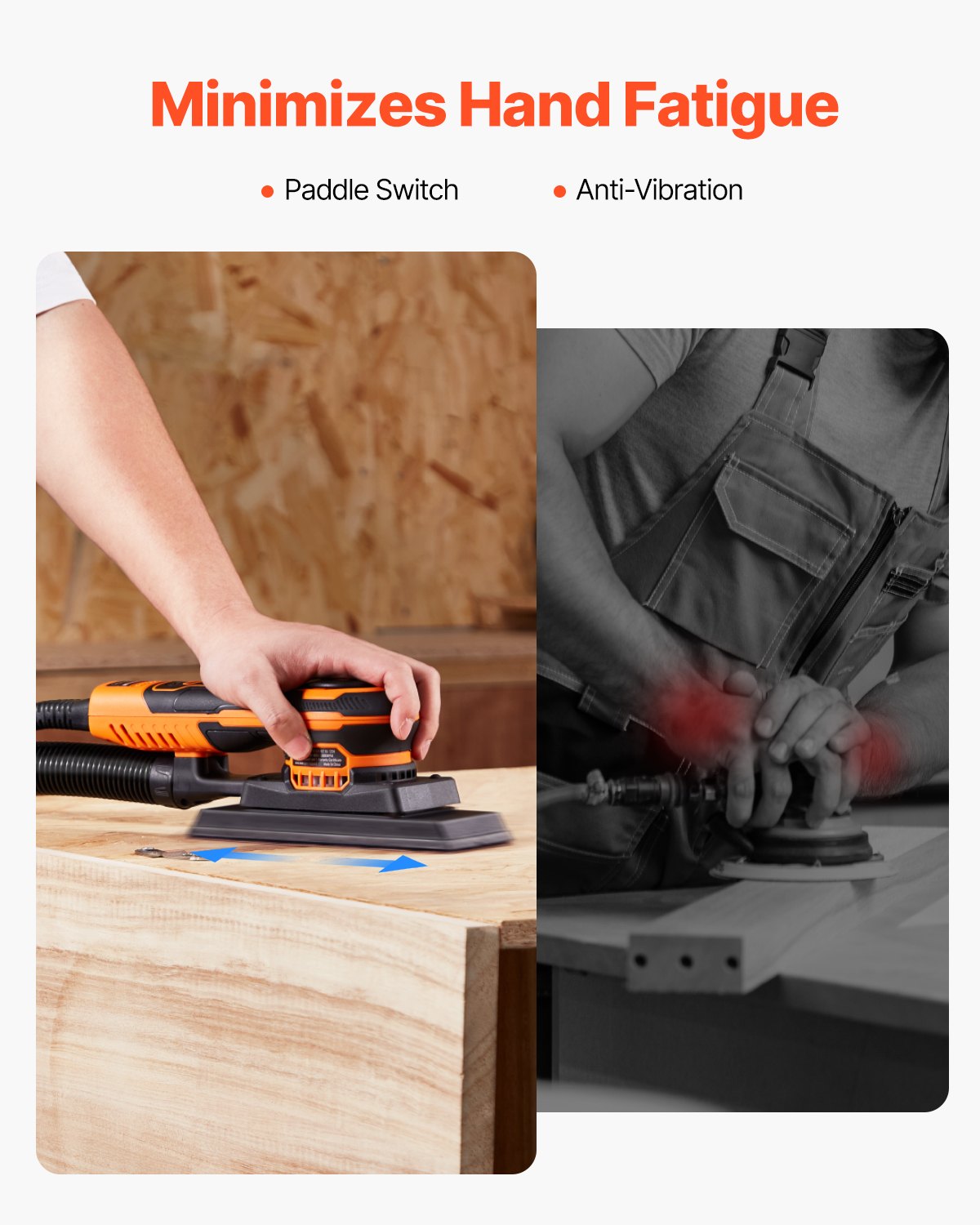 Sheet Sander, 3/8 Sheet 3A EC Brushless Sander, Max. 10000RPM Variable Speed Sheet Finishing Sander with 10PCS Sandpapers and Vacuum Cleaner Adapter for Woodworking