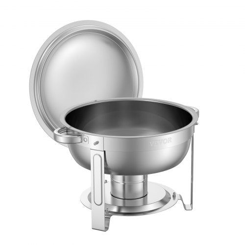 5 Qt 2-Pack Round Chafing Dishes Buffet Set Full Size Pan Stainless Steel