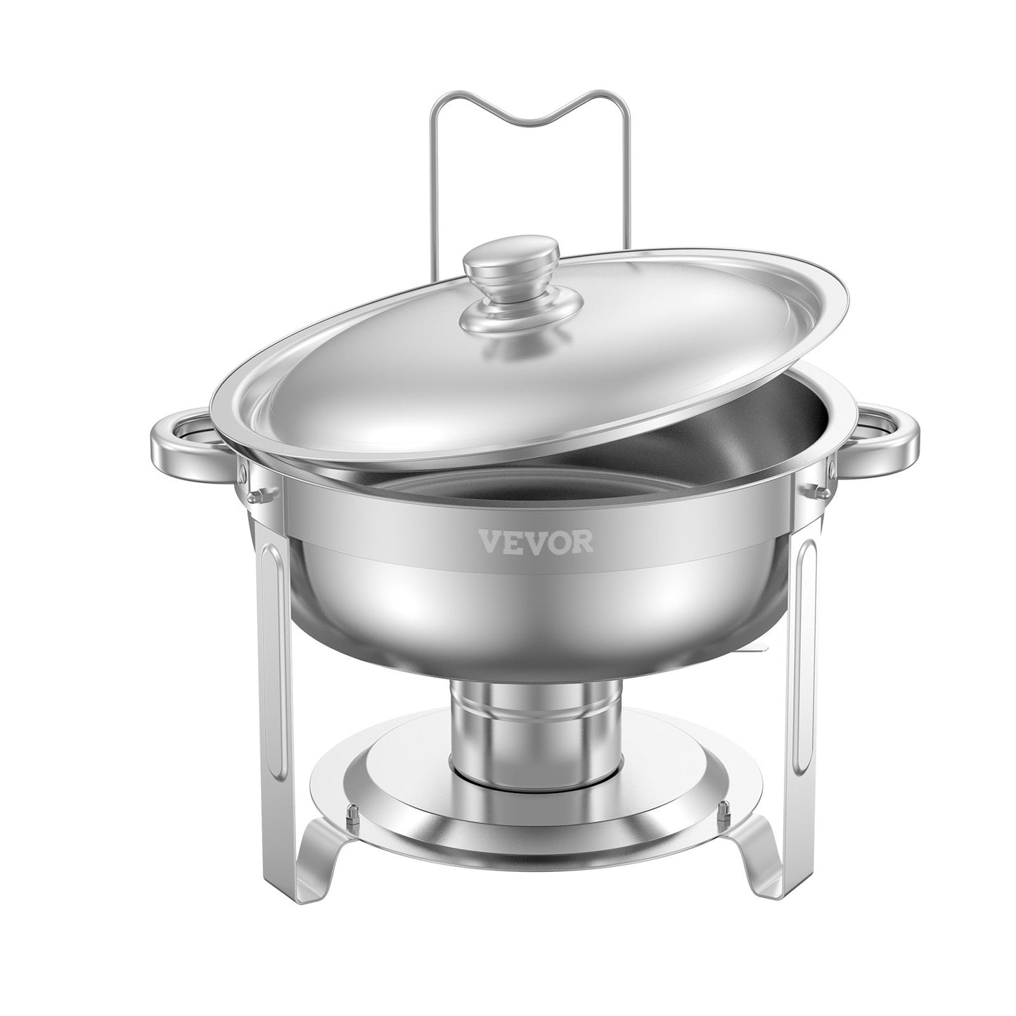 Chafing Dish Buffet Set, 5 Qt 2 Pack, Stainless Steel Chafer with 2 Full Size Pans, Round Catering Warmer Server with Lid Water Pan Folding Stand Clip, for Weddings Parties Banquets, Silver