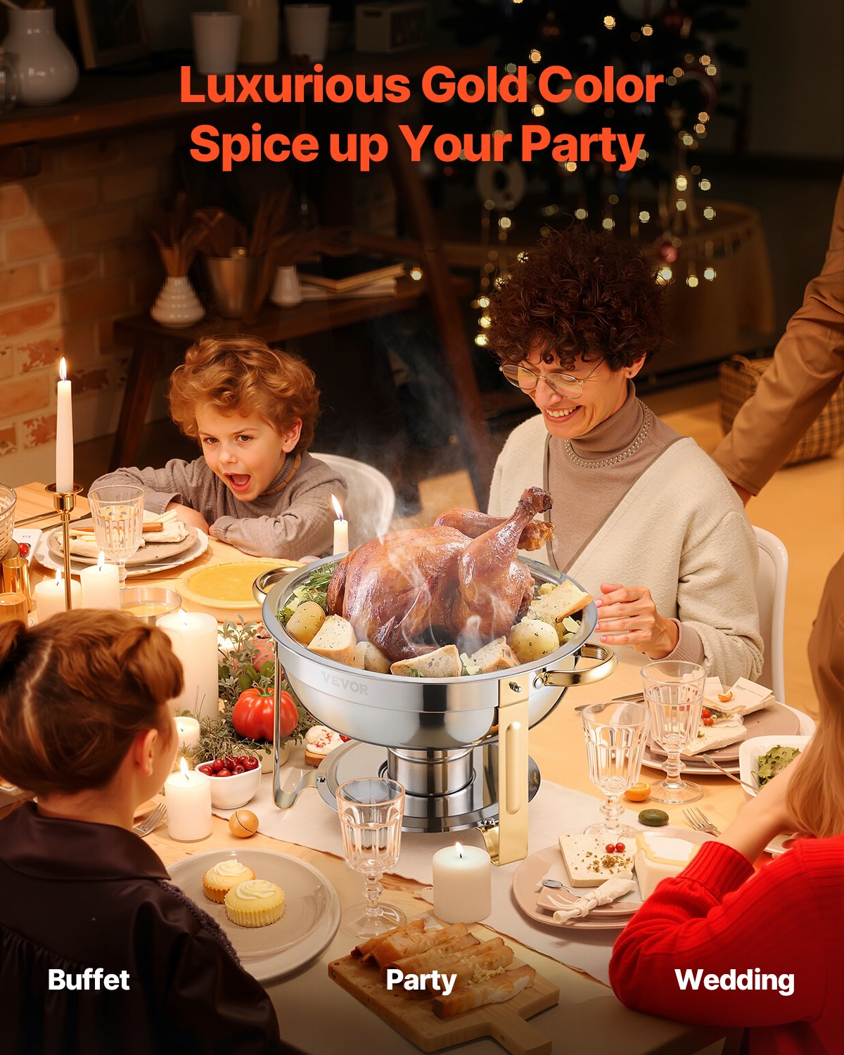 5 Qt 4-Pack Round Chafing Dishes Buffet Set Full Size Pan Stainless Steel