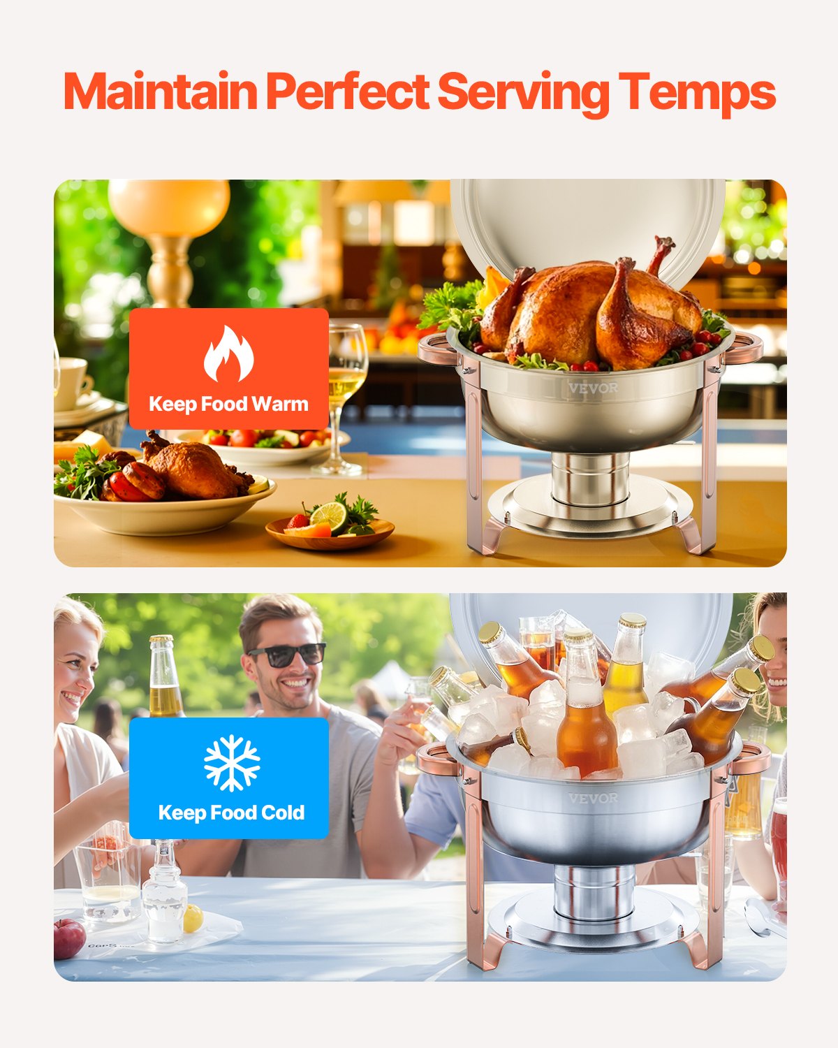 5 Qt 4er-Pack Runde Chafing Dishes Buffet-Set Pfanne in voller Größe Edelstahl