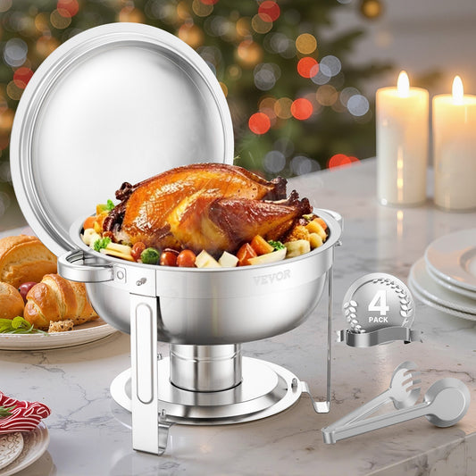 5 Qt 4er-Pack Runde Chafing Dishes Buffet-Set Pfanne in voller Größe Edelstahl