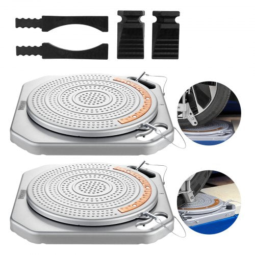 Wheel Alignment Turn Plates, 2 PCS, 2-Ton Capacity per Plate, Brass Dial Measurements, 360° Rotating Turntable Wheel Alignment Tool with Transition Bridge & Thrust Block for Car SUV Light Truck