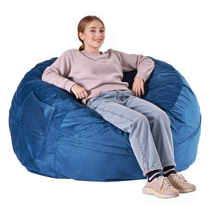Round Bean Bag Stol med avtagbart och tvättbart överdrag för vuxna Blå
